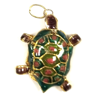 ENAMEL TURTLE 25X35MM GREEN